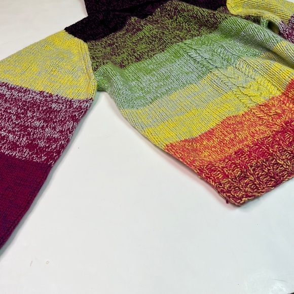 RARE 100% Cashmere Spencer Vladimir Multi-Color Hand-knit Turtleneck Sweater M/L - Picture 11 of 16